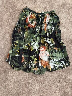 Short Circuit Sheer Floral Black & Green One Size Women's Skirt